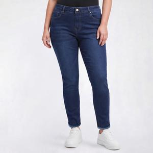 Plus Size Bleu Denim Braided Waist Skinny Leg Jeans